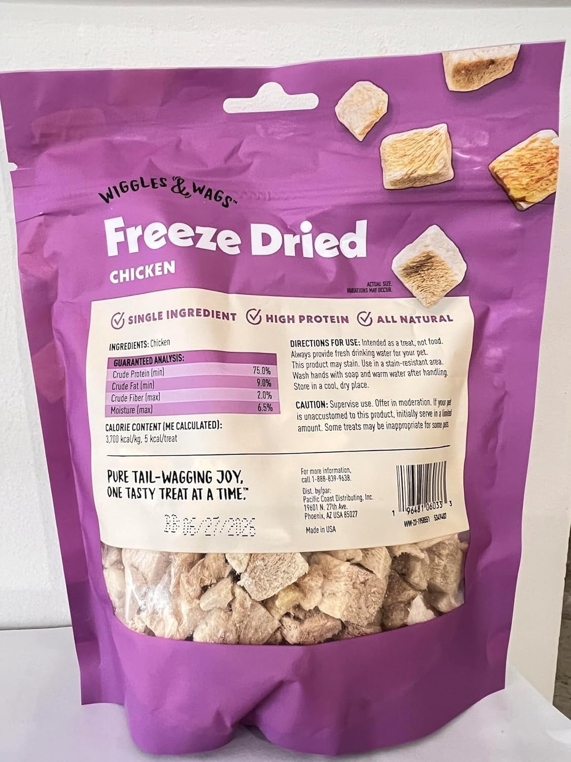 Wiggles Wags Freeze Dried Chicken Crunchy Dog Treats Pack of 5 for Happy Pups