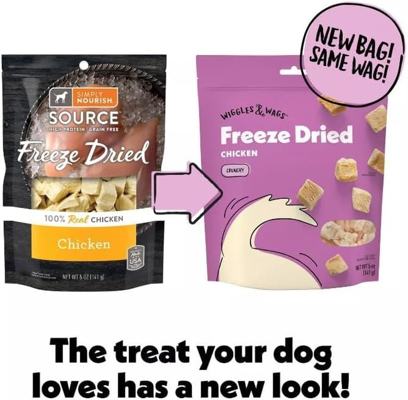 Wiggles Wags Freeze Dried Chicken Crunchy Dog Treats Pack of 5 for Happy Pups