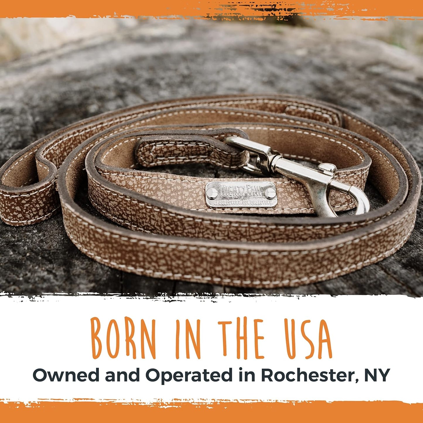 Luxury Leather Dog Leash - Genuine Material Leather Leashes for All Pet Sizes - Pet Lead - 5 Ft Premium Quality - Soft Material - Light Brown