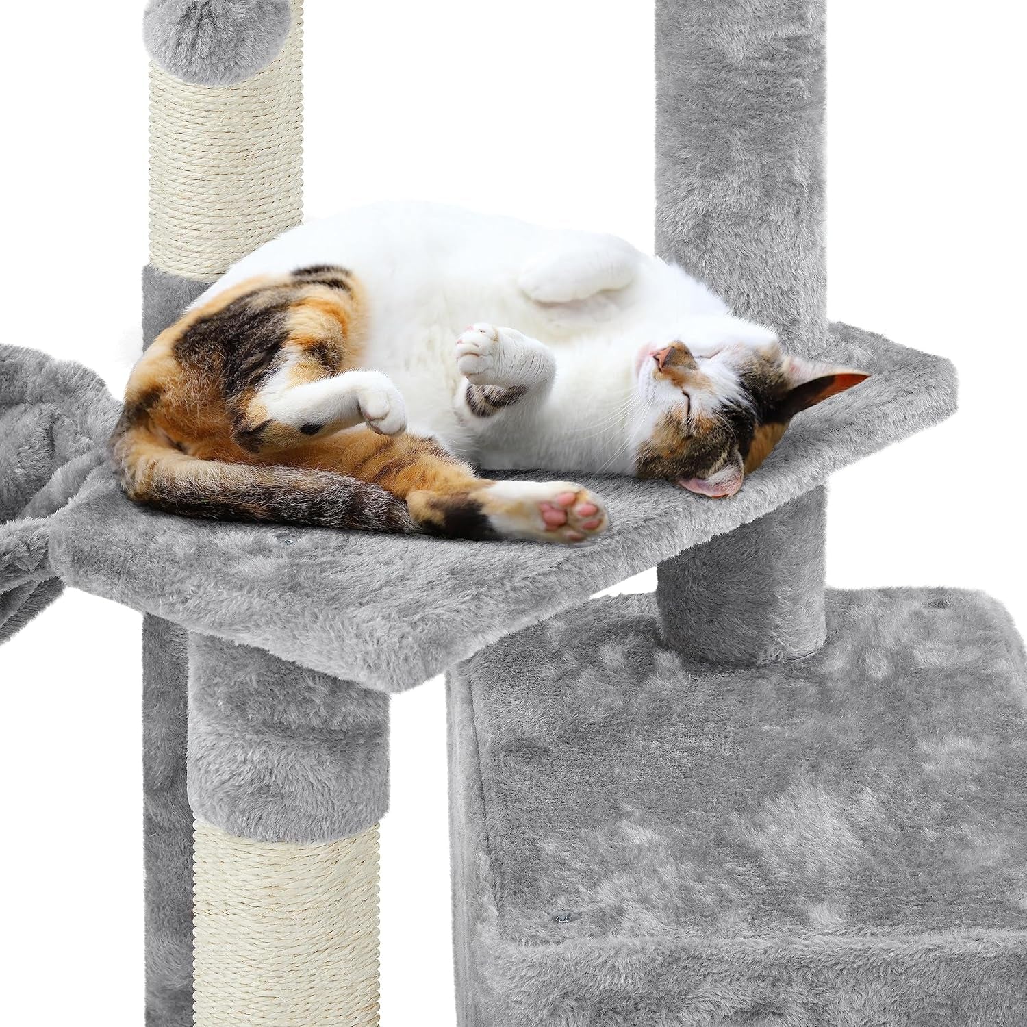 Cat Tree 34In Cat Tower Plush Cover with Condo, Platform & Basket for Indoor Kittens, Cat Furniture Activity Tree