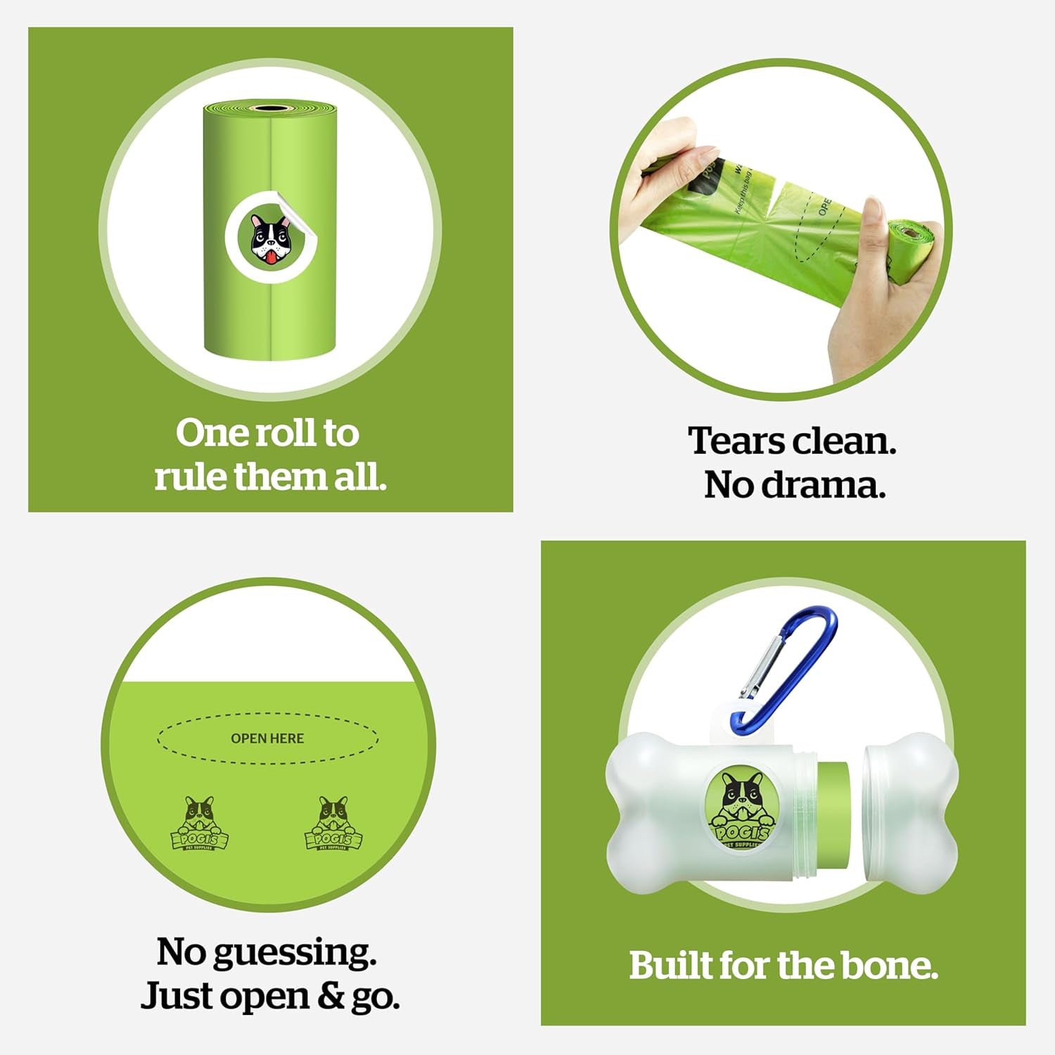 Pogi’S Dog Poop Bags – Leak-Proof & Extra Thick Pet Waste Bags (Unscented, 30 Rolls, 450-Count)